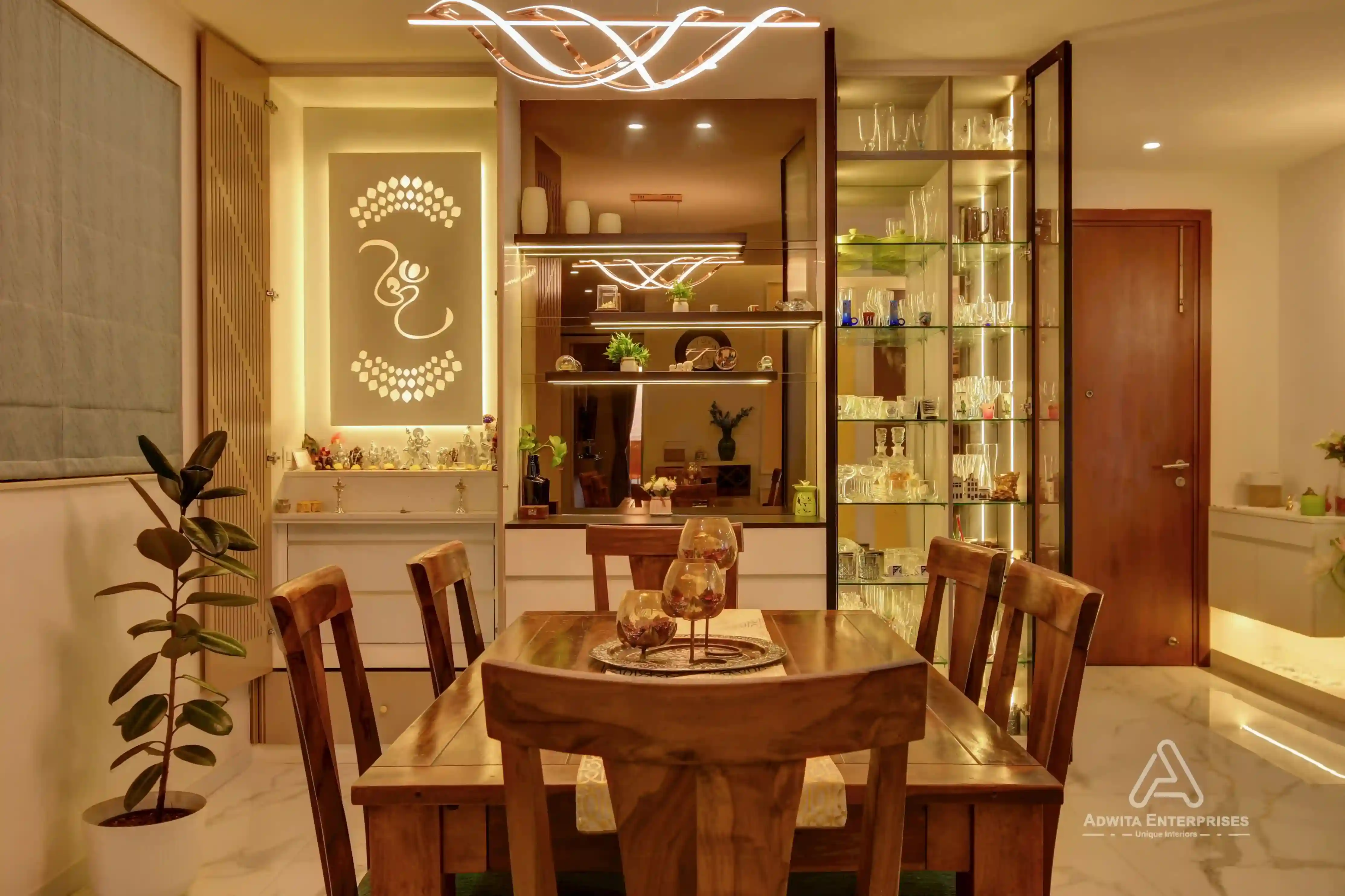 Luxury crockery and pooja room interior design in Bangalore