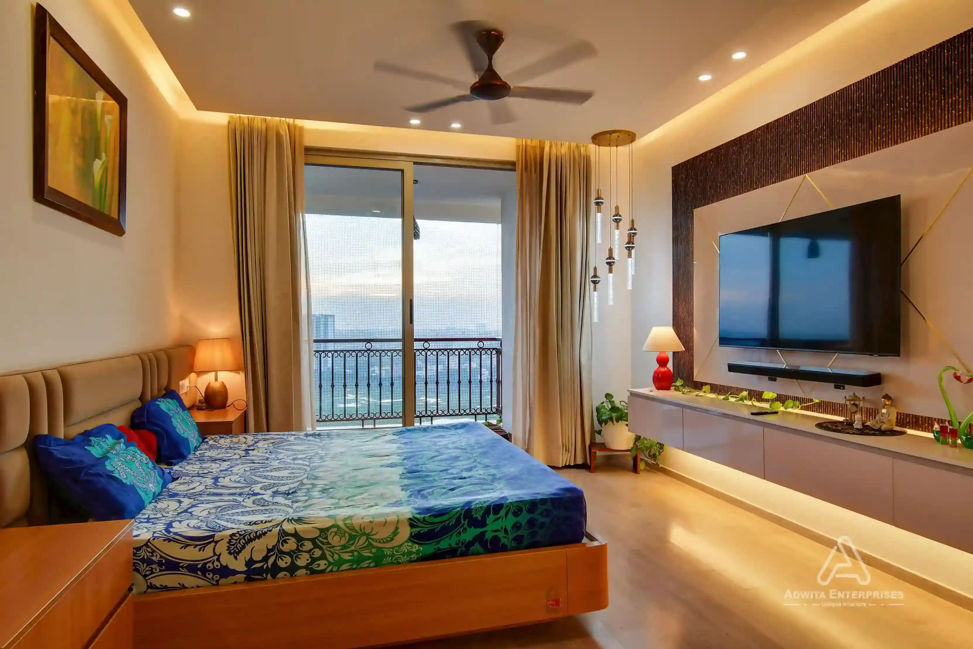 Bedroom with modern furniture and decor