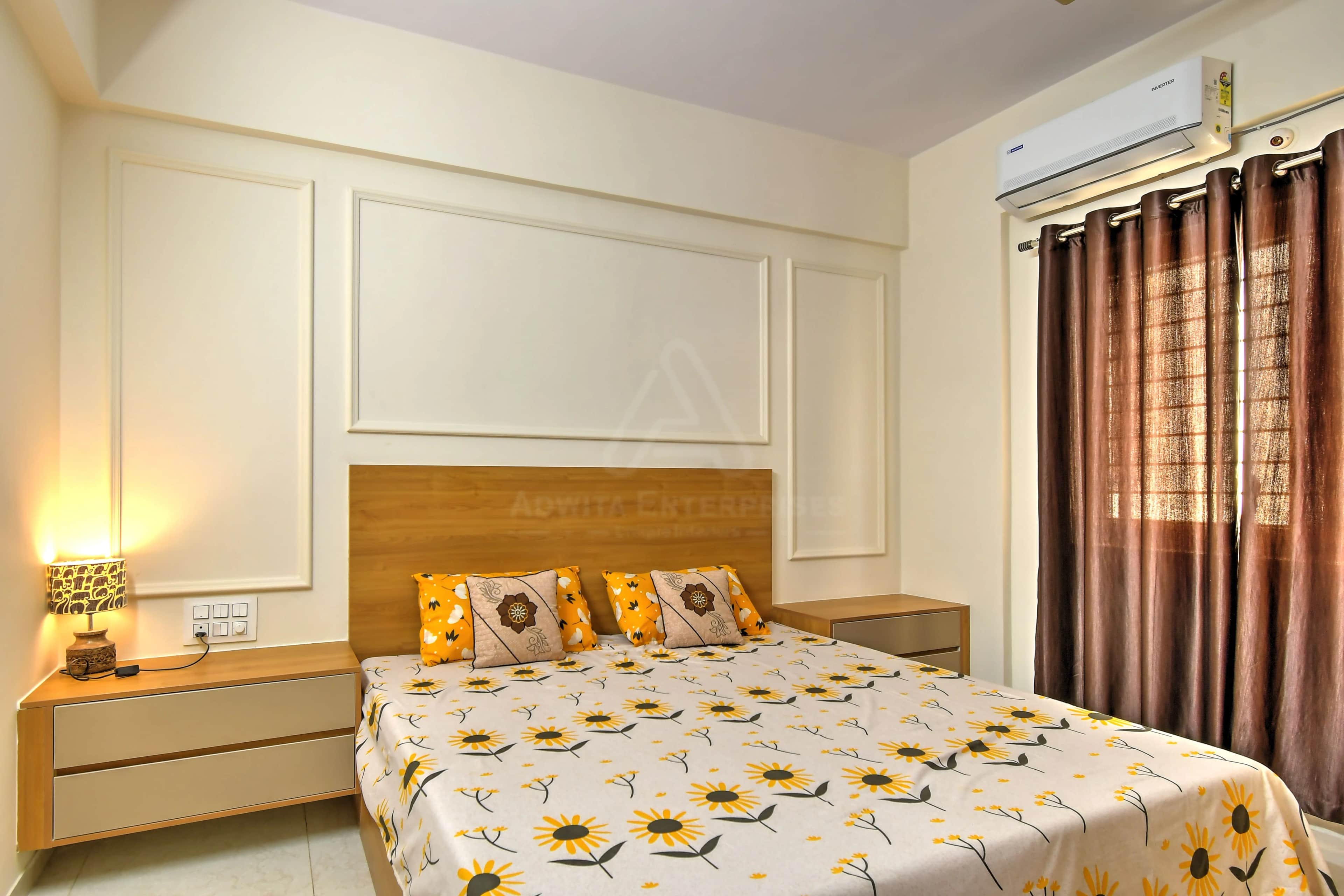 Bedroom with modern furniture and decor