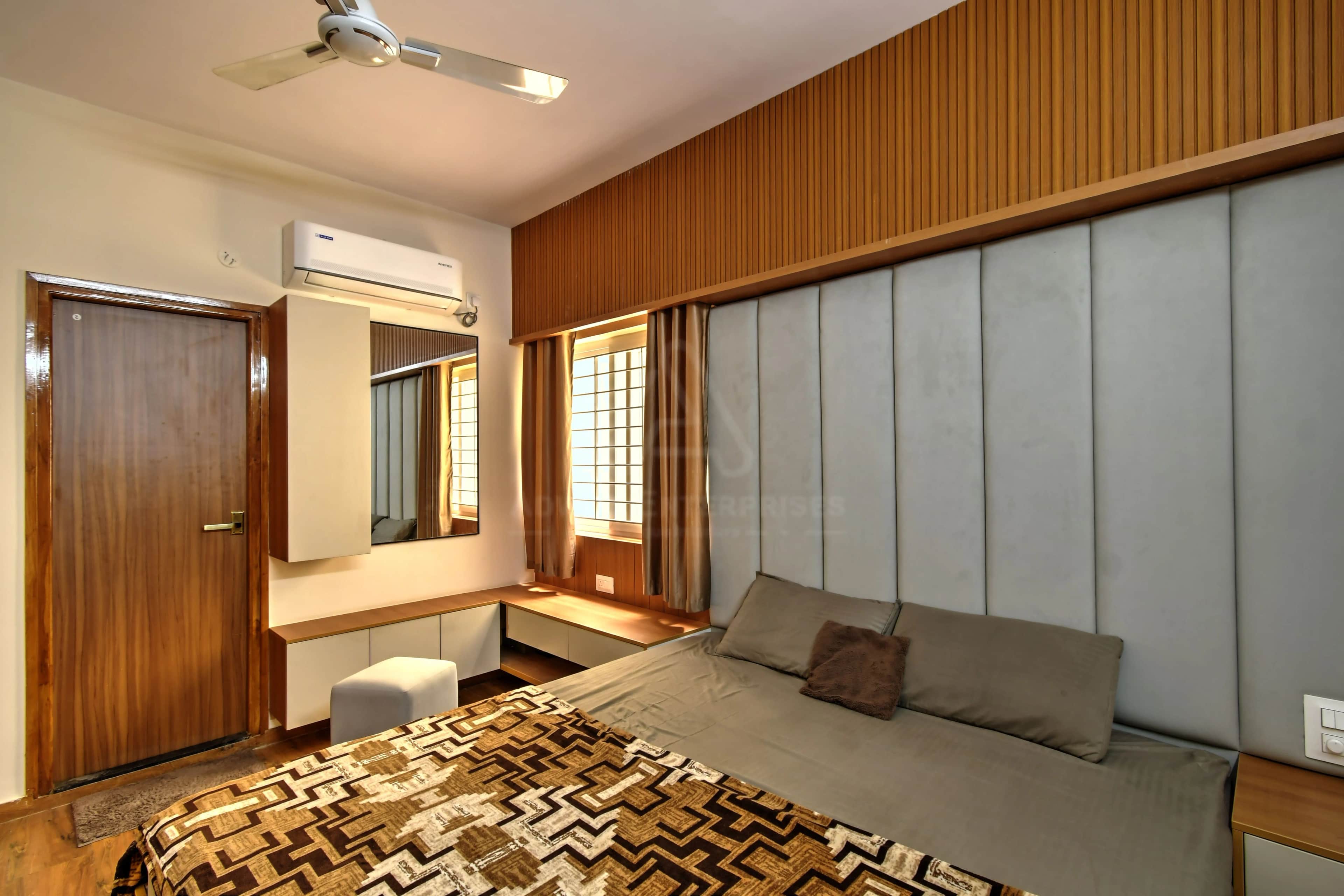 Bedroom with modern furniture and decor