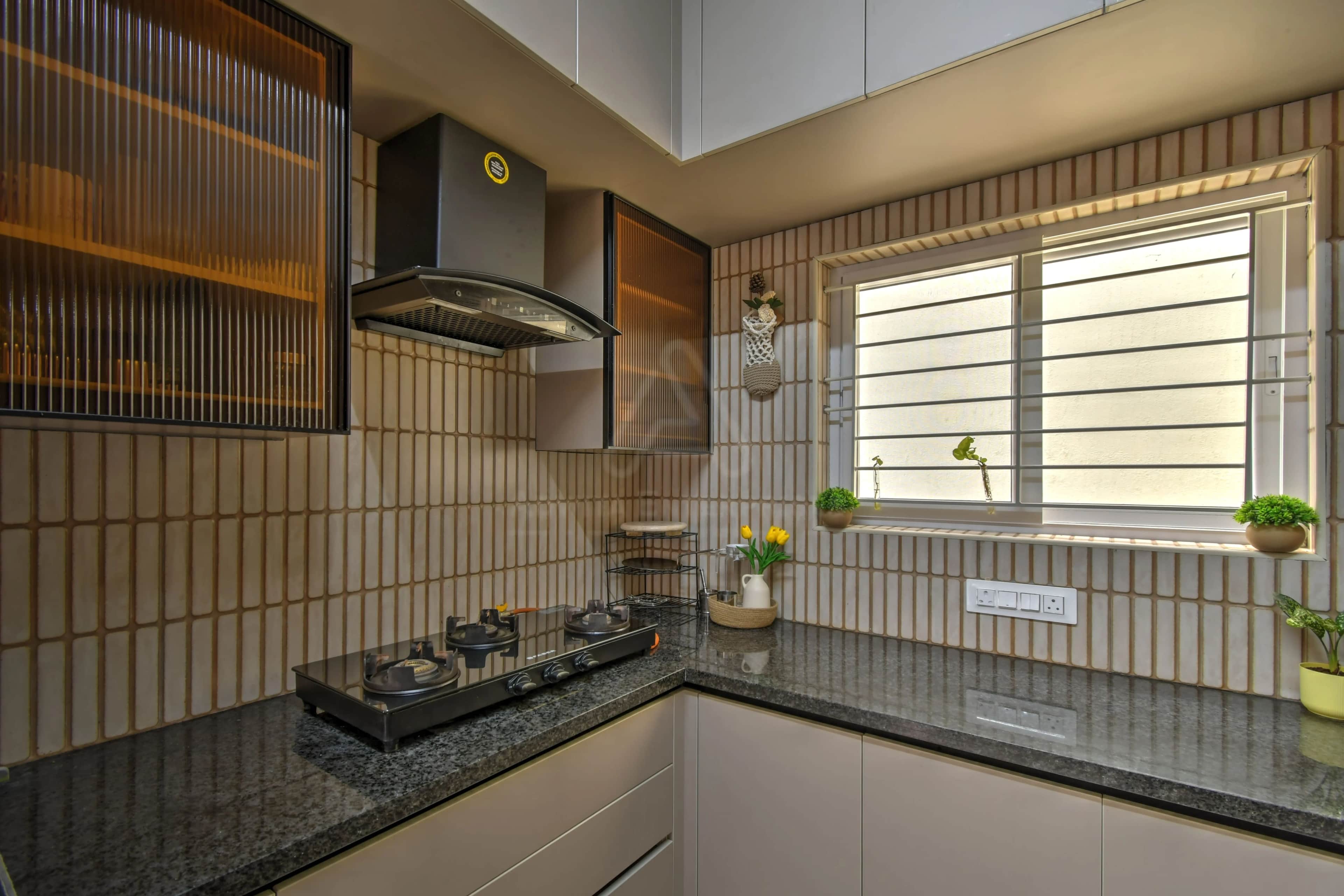 Open-concept kitchen interior with modern island and minimalist design