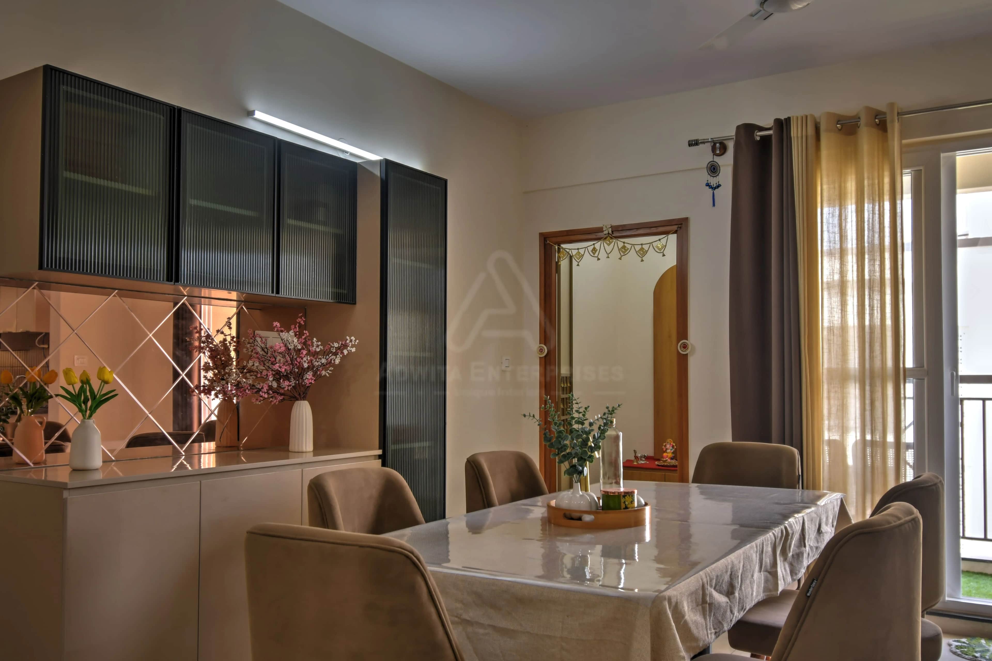 Elegant dining table setup with premium finishes in a modern dining area
