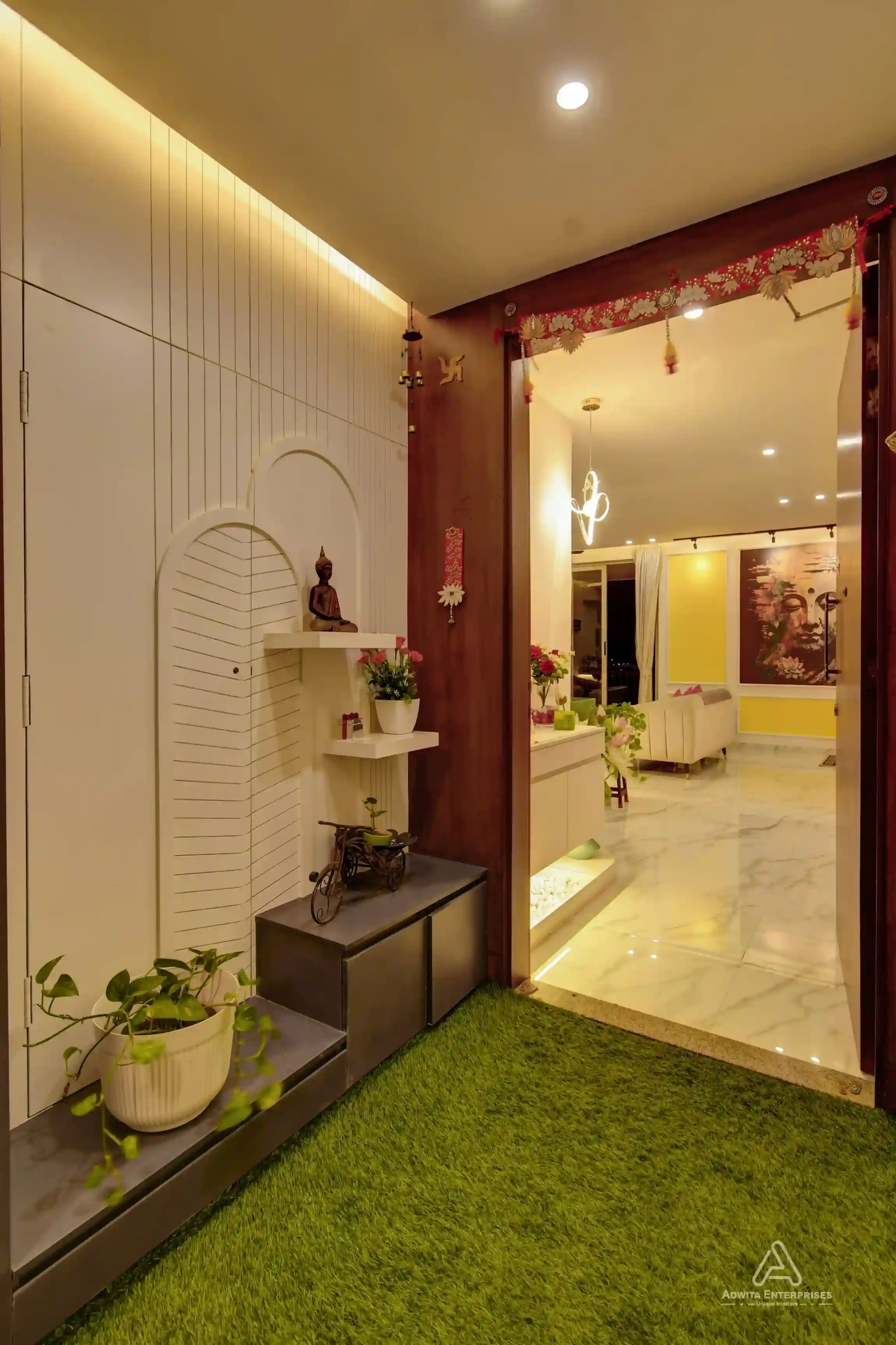 Hidden shoe rack with seamless storage design near entrance